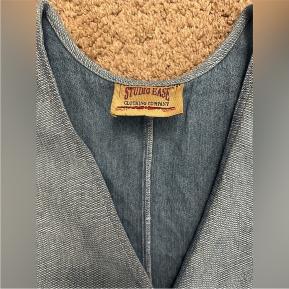 Vintage 90s Studio Ease Denim Button-Down Midi Dress | Size 12 - Picture 3 of 5